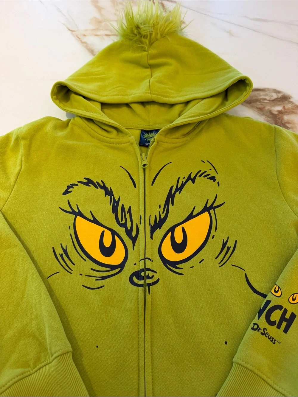 The Grinch Kids' Lime Green  Hooded Zip-Up Sweatshirt L 10-12